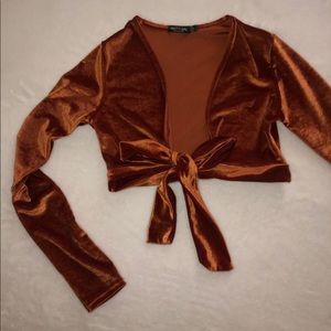 Nasty Gal, cropped tie velvet top